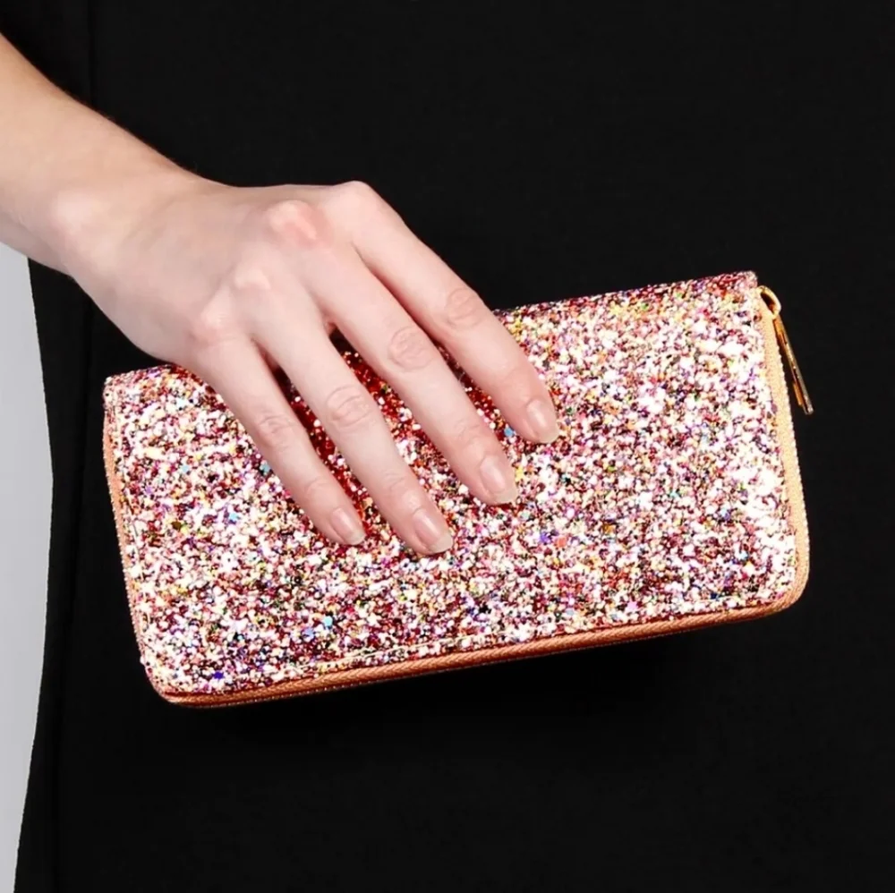 Gold tone glitter fancy elegant wallet - Picture 2 of 4